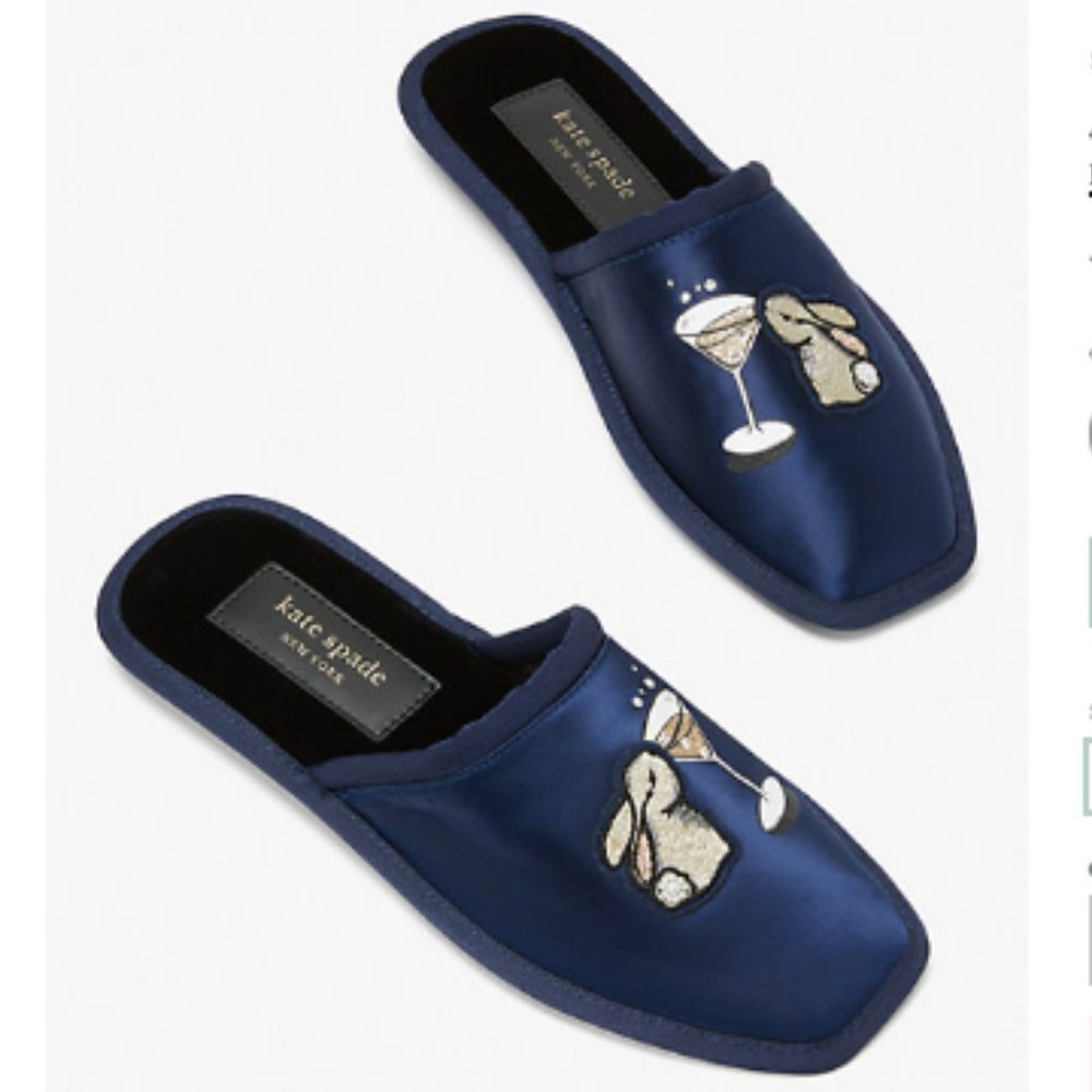 kate spade starry night dove bunny slippers shoes size 6 nwt